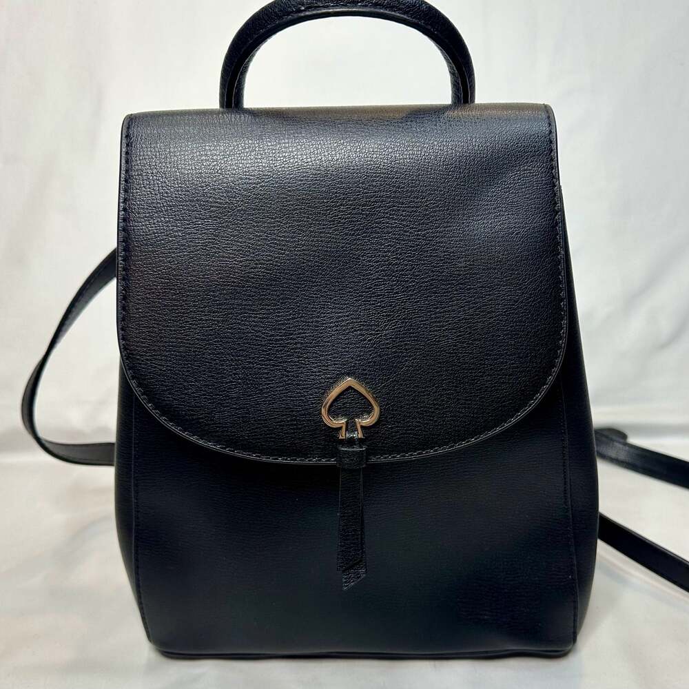 Kate Spade Adel Medium Flap Black Leather Top Handle Backpack